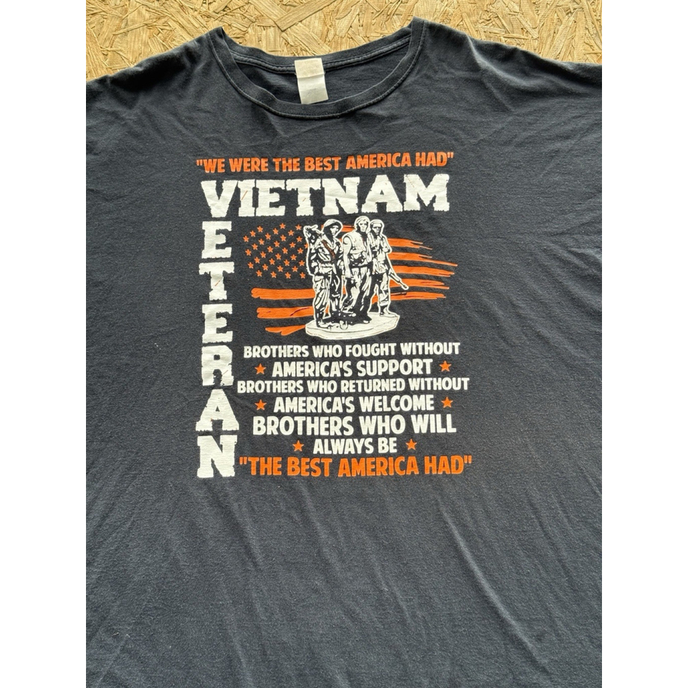 Vintage Vietnam Veteran Graphic T-Shirt USA Military Patriotic Tee XXXL Black